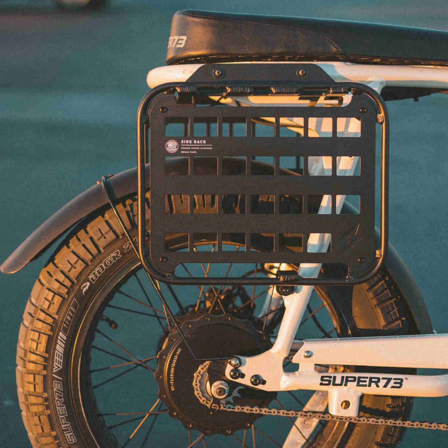 Super73 S2 Side Rack attached on a Super73-S2 Bone White